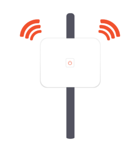 Wifi extender showing wifi bars leaving the device